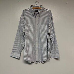 Men's REED ST JAMES Blue & White Striped Dress Shirt Neck 18 34-35
